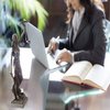 Lawyer office. Statue of Justice with scales and lawyer working on a laptop. Legal law, advice and justice concept Verpflichtende Nutzerkonten im E-Commerce: DSGVO auf dem Prüfstand
